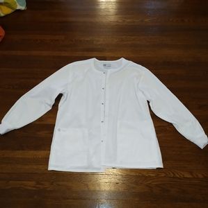 GUC Wonder Work solid white scrub jacket
